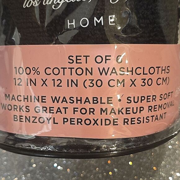 Juicy Couture Home Set of 6 Cotton Washcloths- Red/White/Black - Picture 7 of 7